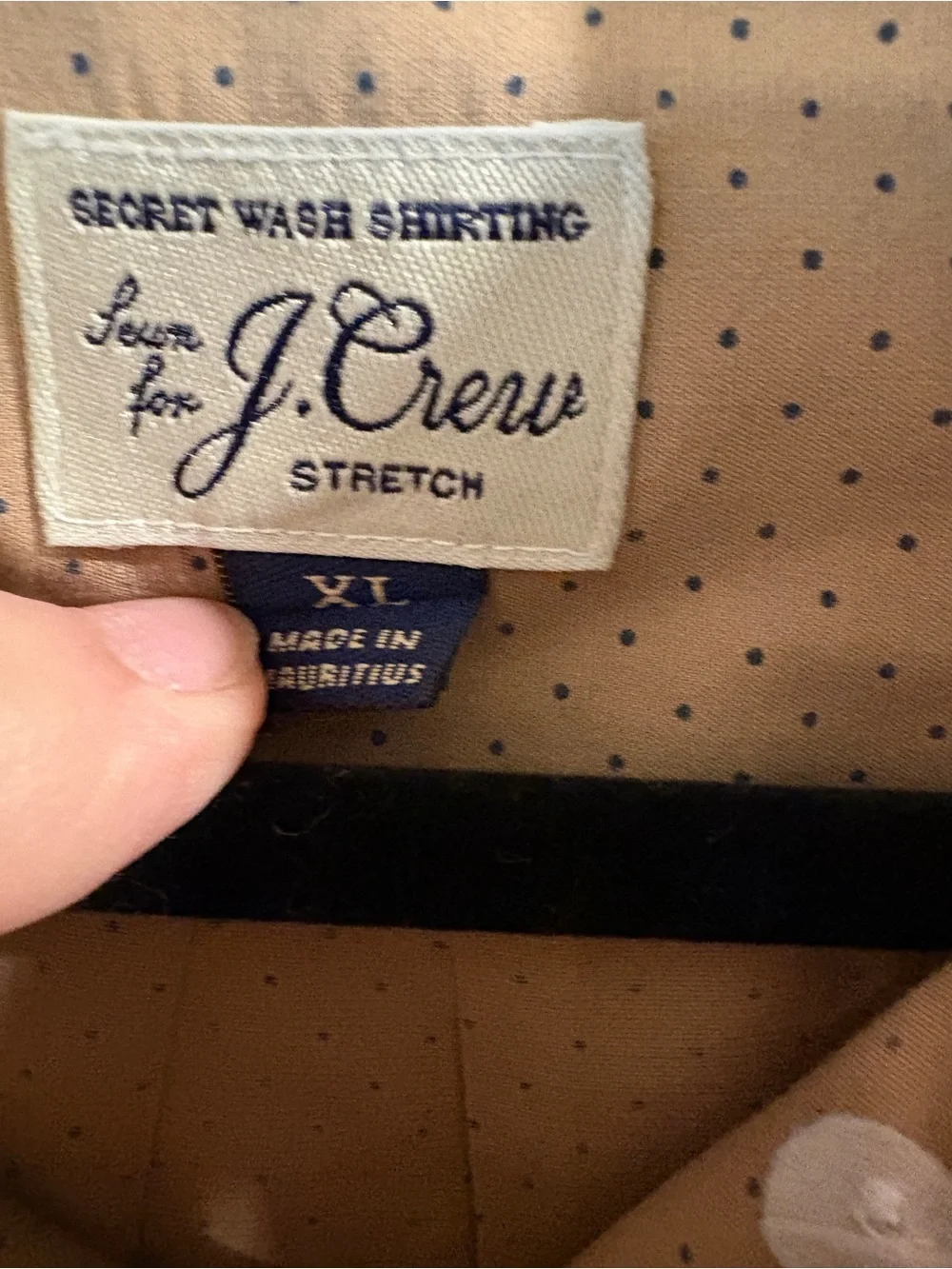 J.Crew Secret Wash Slim  Shirt Men’s XL Tan Dots Stretch Button Down
